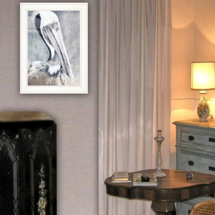 Pelican 1 White Framed Print Wall Art