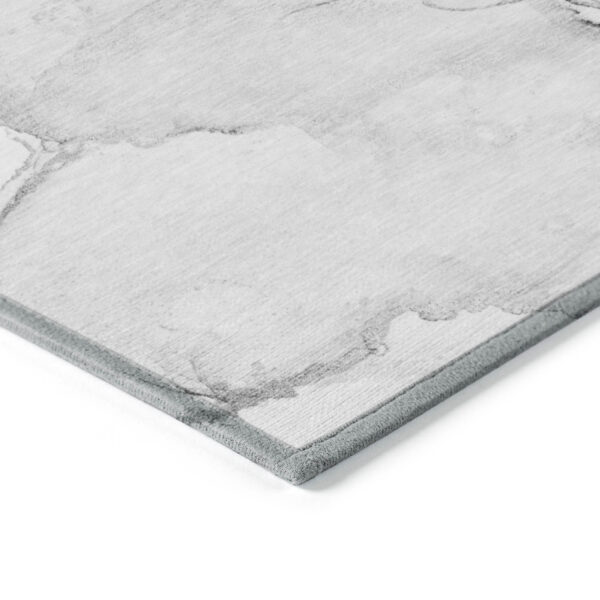 3' X 5' Silver Abstract Washable Non Skid Indoor Outdoor Area Rug