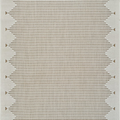 8' X 10' Beige and Brown Geometric Distressed Indoor Outdoor Area Rug