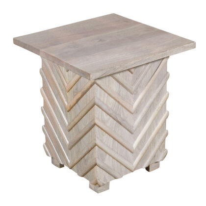 24" White Distressed Solid Wood Square End Table