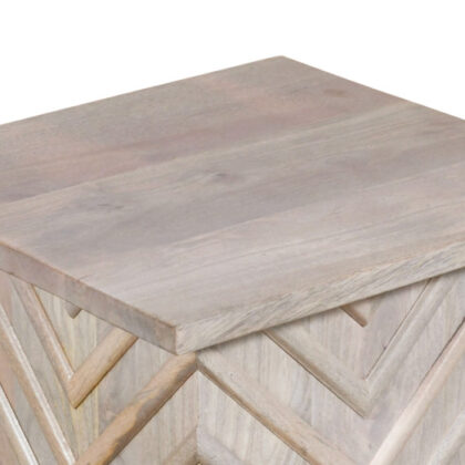 24" White Distressed Solid Wood Square End Table