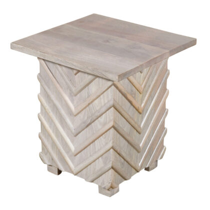 24" White Distressed Solid Wood Square End Table