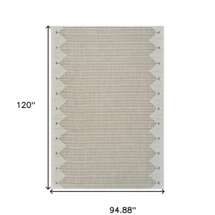 8' X 10' Beige and Brown Geometric Distressed Indoor Outdoor Area Rug