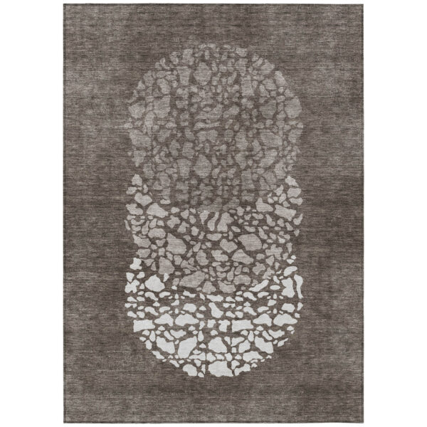 5' X 8' Taupe Brown And Ivory Abstract Washable Indoor Outdoor Area Rug