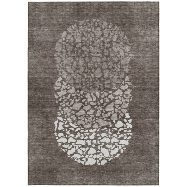 5' X 8' Taupe Brown And Ivory Abstract Washable Indoor Outdoor Area Rug