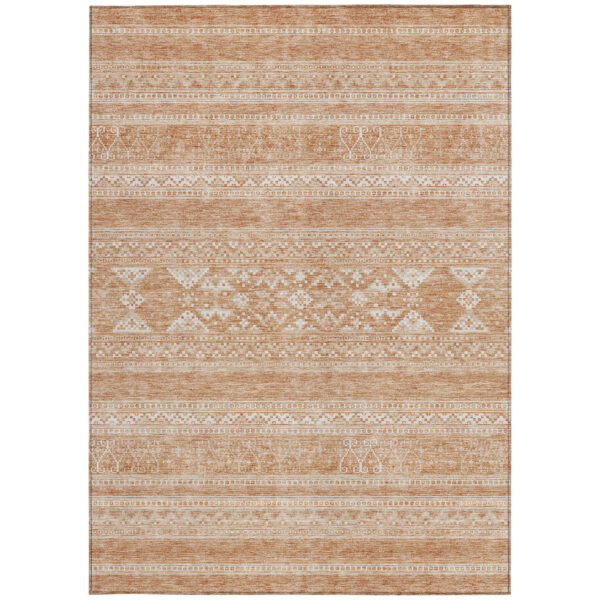5' X 8' Copper And Ivory Southwestern Washable Indoor Outdoor Area Rug