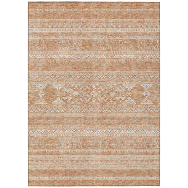 5' X 8' Copper And Ivory Southwestern Washable Indoor Outdoor Area Rug