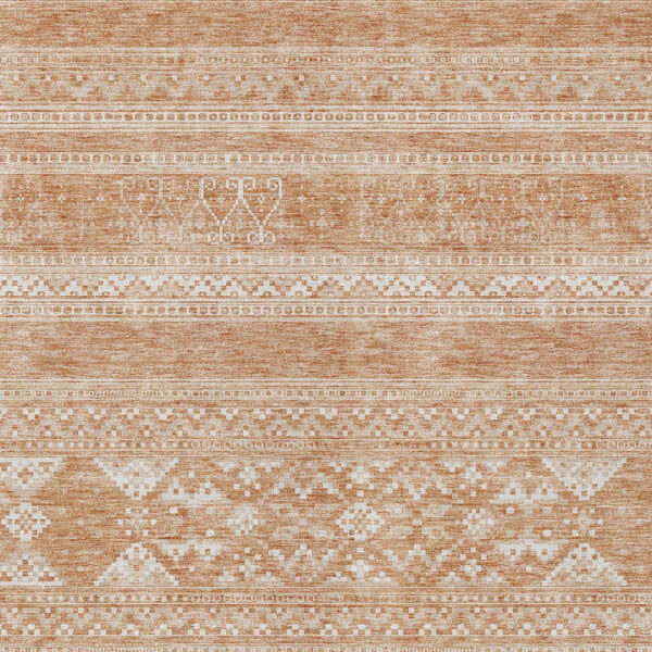 5' X 8' Copper And Ivory Southwestern Washable Indoor Outdoor Area Rug