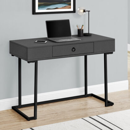 42" Gray and Black Wood and Metal Computer Desk