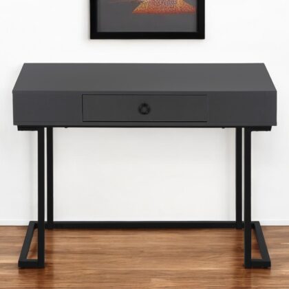 42" Gray and Black Wood and Metal Computer Desk
