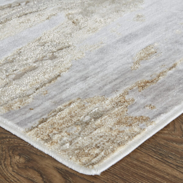 12' X 15' Tan And Ivory Abstract Power Loom Distressed Area Rug