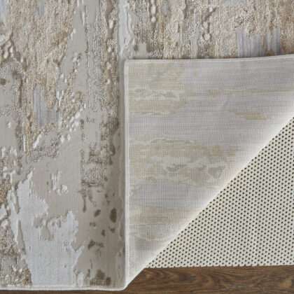 12' X 15' Tan And Ivory Abstract Power Loom Distressed Area Rug
