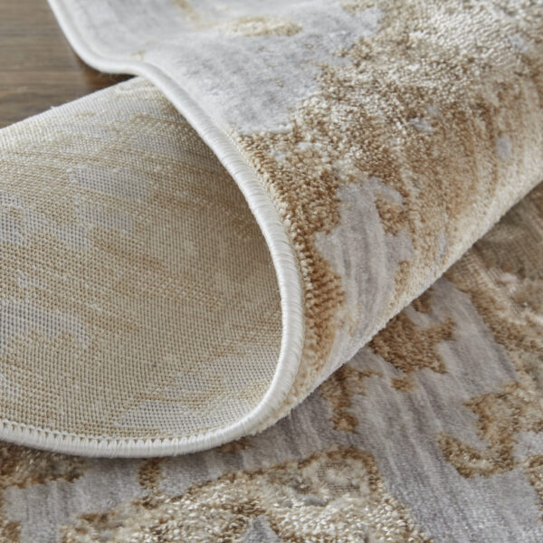 12' X 15' Tan And Ivory Abstract Power Loom Distressed Area Rug