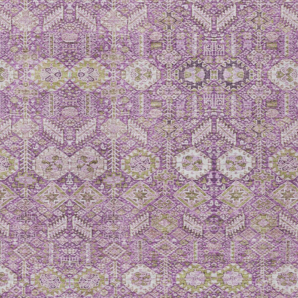 3' X 5' Lavender and Ivory Floral Washable Non Skid Indoor Outdoor Area Rug