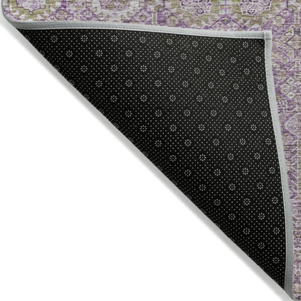 3' X 5' Lavender and Ivory Floral Washable Non Skid Indoor Outdoor Area Rug