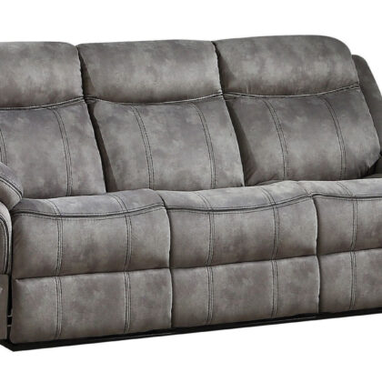 87" Gray And Black Velvet Reclining USB Sofa