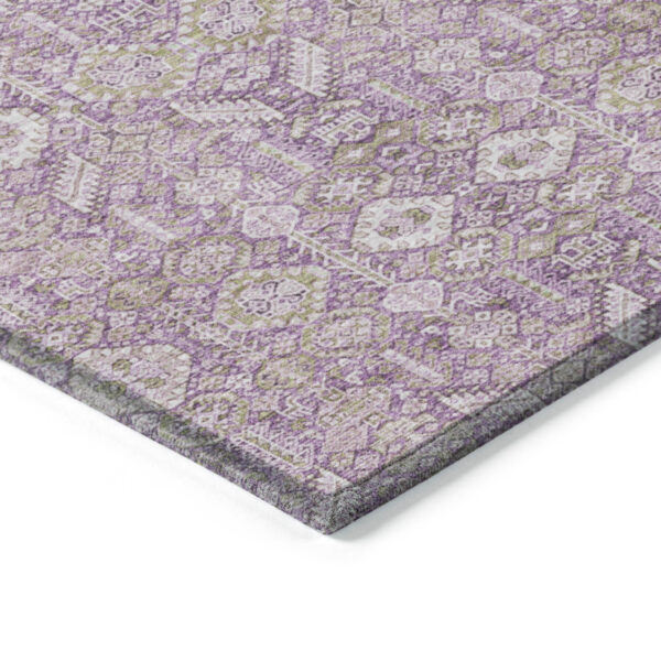 3' X 5' Lavender and Ivory Floral Washable Non Skid Indoor Outdoor Area Rug