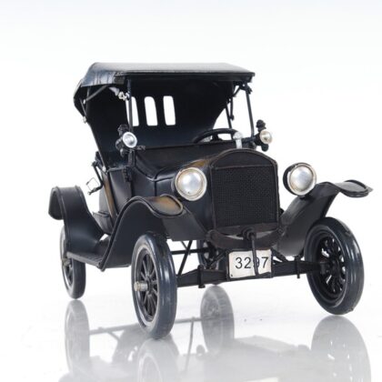 7" Black Metal Hand Painted Decorative Car