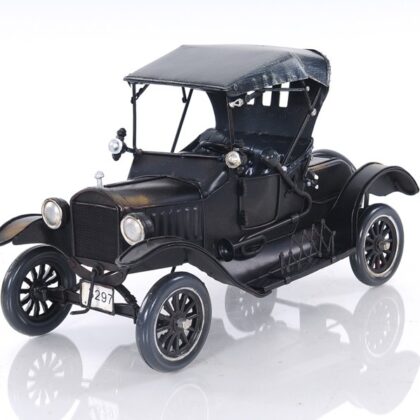7" Black Metal Hand Painted Decorative Car