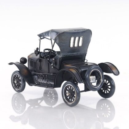7" Black Metal Hand Painted Decorative Car