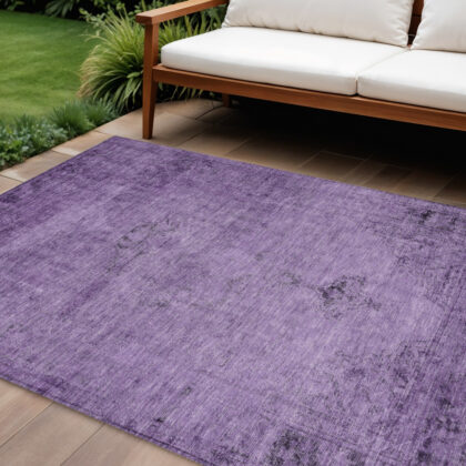 8' X 10' Purple Eggplant And Lavender Oriental Washable Indoor Outdoor Area Rug