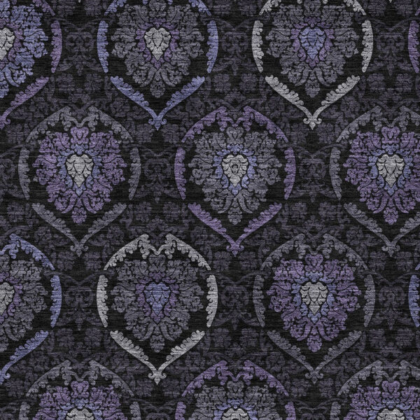 9' X 12' Purple Charcoal And Gray Medallion Washable Indoor Outdoor Area Rug