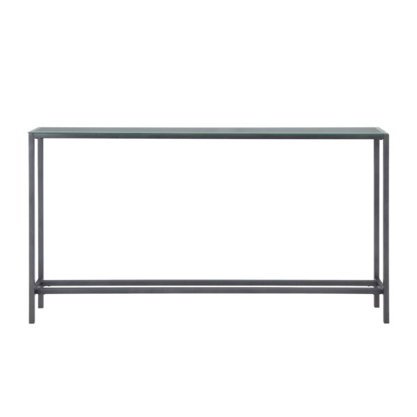 56" Silver and Gunmetal Mirrored Glass Console Table