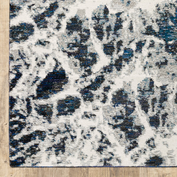 5' X 7' Grey Teal And Green Abstract Power Loom Stain Resistant Area Rug