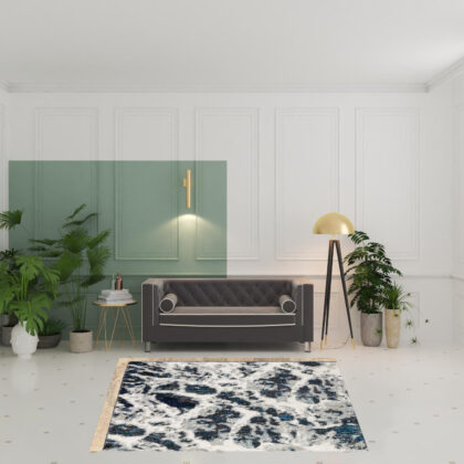 5' X 7' Grey Teal And Green Abstract Power Loom Stain Resistant Area Rug
