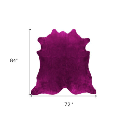6' x 7' Purple Cowhide Hand Knotted Area Rug