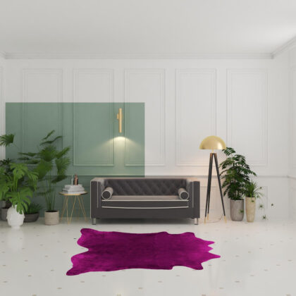 6' x 7' Purple Cowhide Hand Knotted Area Rug