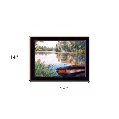 Rowboat Pond Landscape 1 Black Framed Print Wall Art