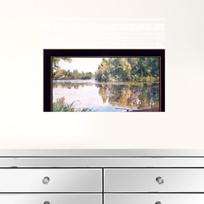 Rowboat Pond Landscape 1 Black Framed Print Wall Art