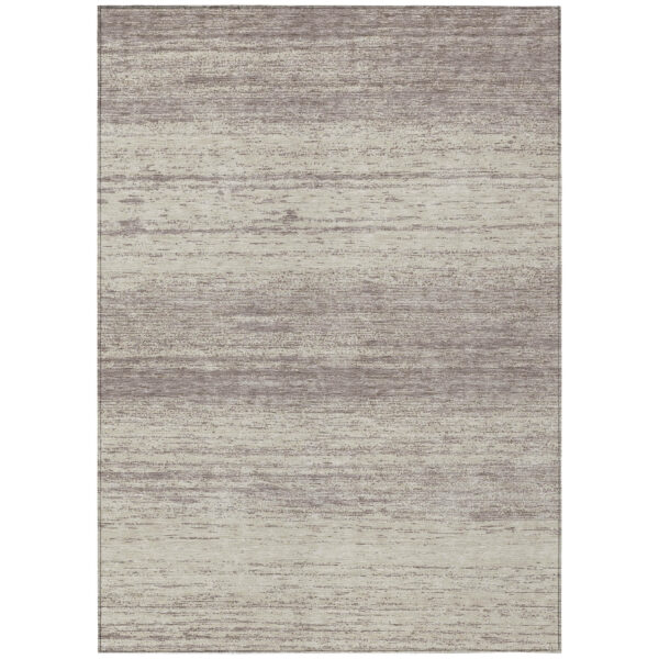 10' X 14' Taupe And Beige Striped Washable Indoor Outdoor Area Rug