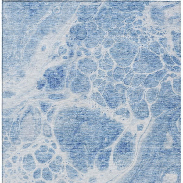 9' X 12' Sky Blue And Denim Blue Nautical Washable Indoor Outdoor Area Rug
