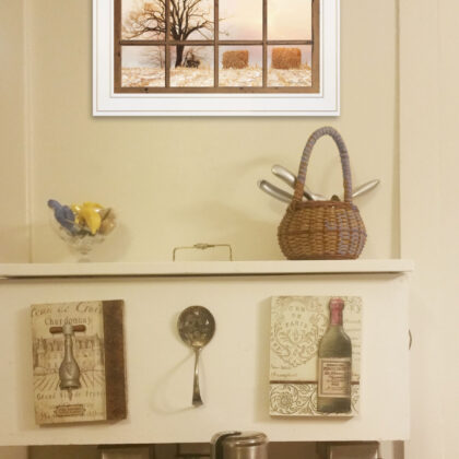 View Of Fields White Framed Print Wall Art