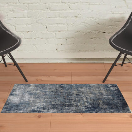 2' x 3' Gray and Orange Abstract Power Loom Area Rug