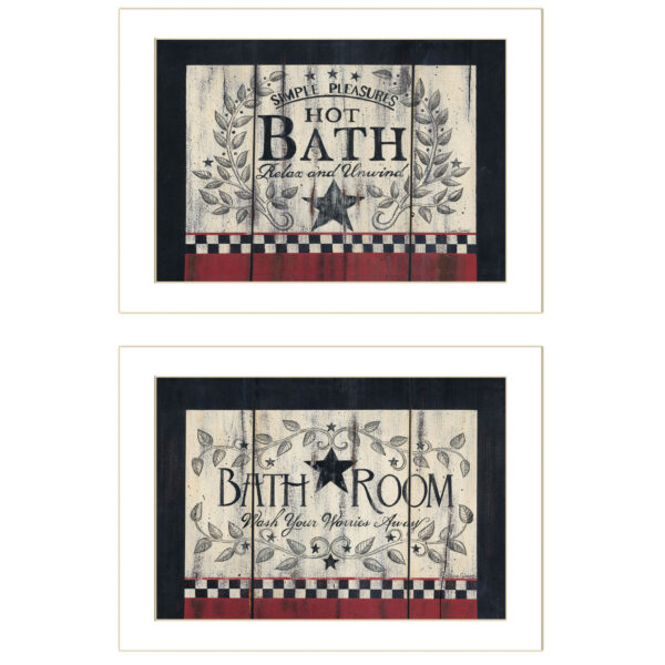 Set Of Two Hot Bath 3 White Framed Print Wall Art