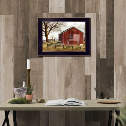 Flag Barn Black Picture Frame Print Wall Art