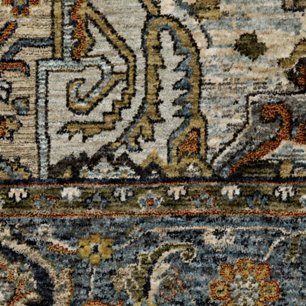 8' Blue and Green Oriental Power Loom Runner Rug