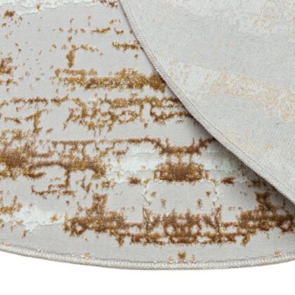 4' Beige Round Abstract Washable Non Skid Area Rug