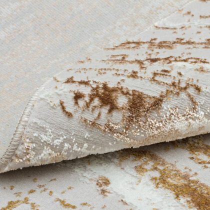 4' Beige Round Abstract Washable Non Skid Area Rug