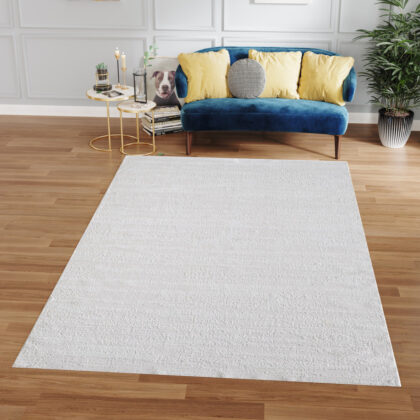10' White Abstract Washable Non Skid Area Rug