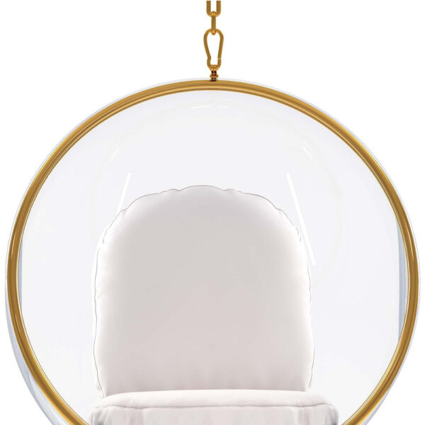 42" White Faux Leather Balloon Chair