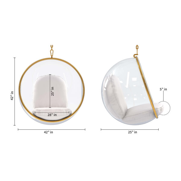 42" White Faux Leather Balloon Chair