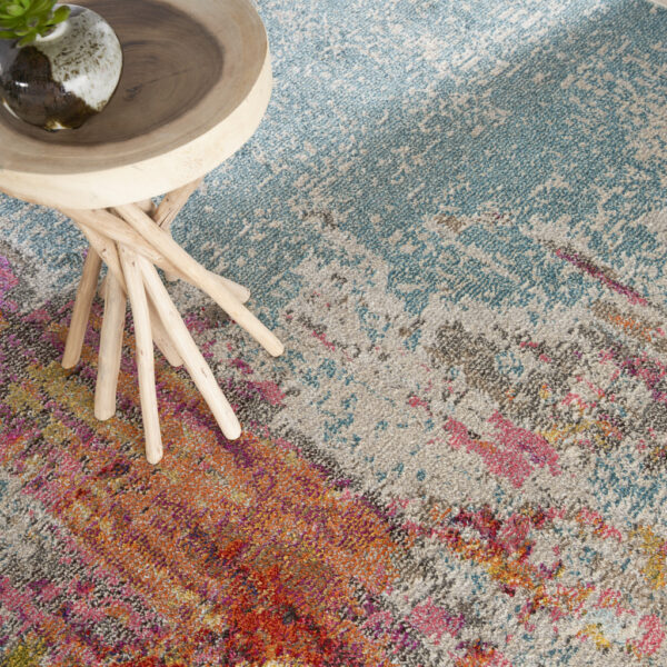 10' x 14' Blue and Gray Abstract Power Loom Area Rug