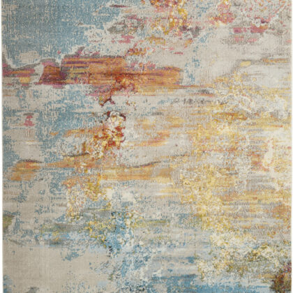 10' x 14' Blue and Gray Abstract Power Loom Area Rug