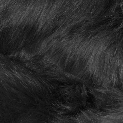 6' X 6' Black Round Faux Fur Washable Non Skid Area Rug