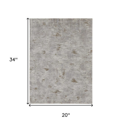2' x 3' Brown and Ivory Abstract Power Loom Distressed Area Rug
