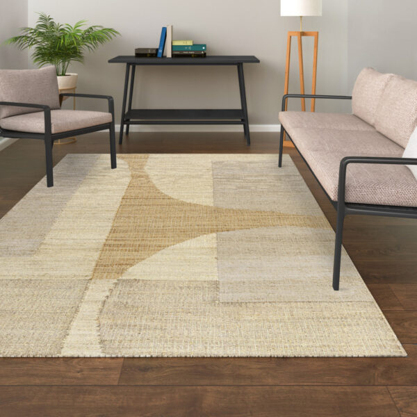 10' x 14' Natural and Ivory Abstract Hand Woven Area Rug